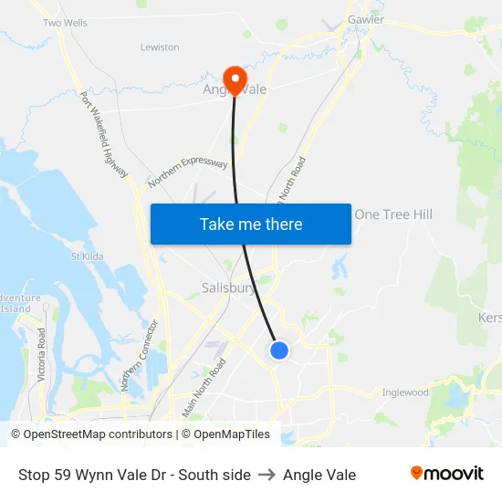 Stop 59 Wynn Vale Dr - South side to Angle Vale map