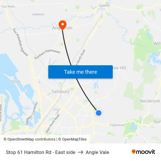 Stop 61 Hamilton Rd - East side to Angle Vale map