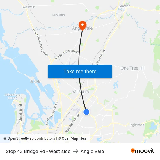 Stop 43 Bridge Rd - West side to Angle Vale map