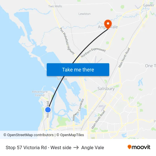 Stop 57 Victoria Rd - West side to Angle Vale map