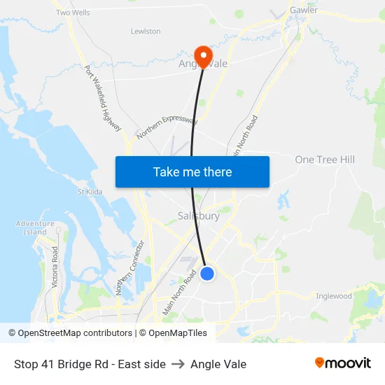 Stop 41 Bridge Rd - East side to Angle Vale map
