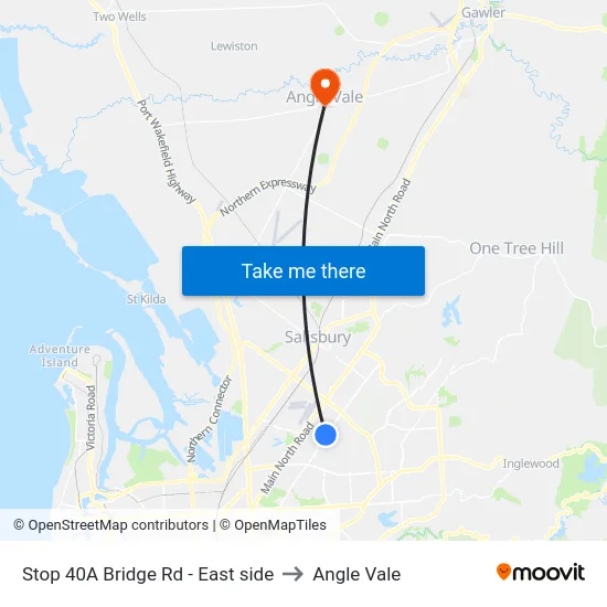 Stop 40A Bridge Rd - East side to Angle Vale map
