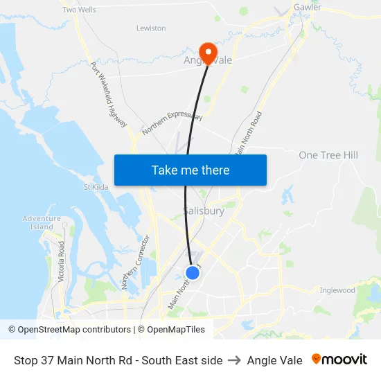 Stop 37 Main North Rd - South East side to Angle Vale map