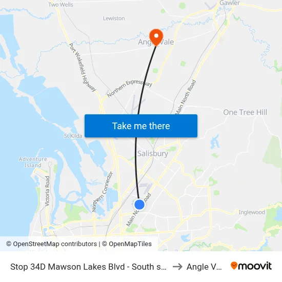 Stop 34D Mawson Lakes Blvd - South side to Angle Vale map