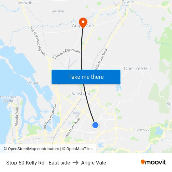 Stop 60 Kelly Rd - East side to Angle Vale map