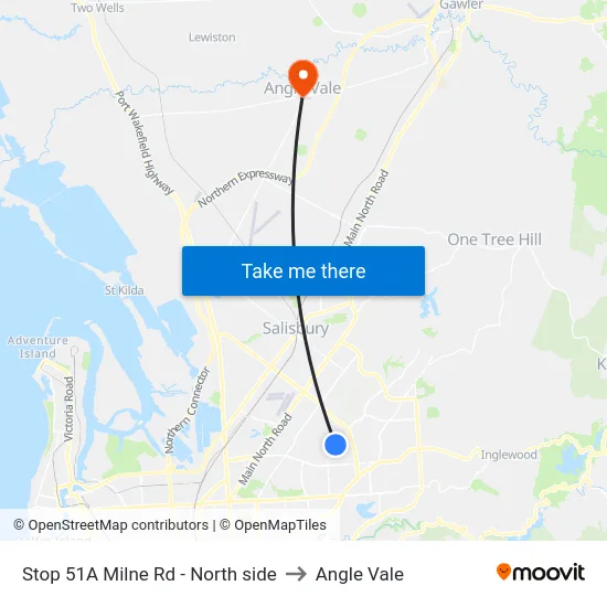 Stop 51A Milne Rd - North side to Angle Vale map