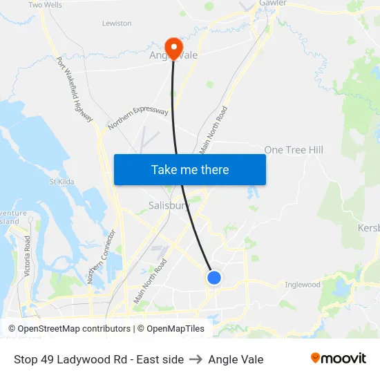 Stop 49 Ladywood Rd - East side to Angle Vale map