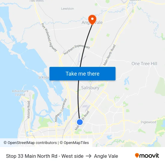 Stop 33 Main North Rd - West side to Angle Vale map