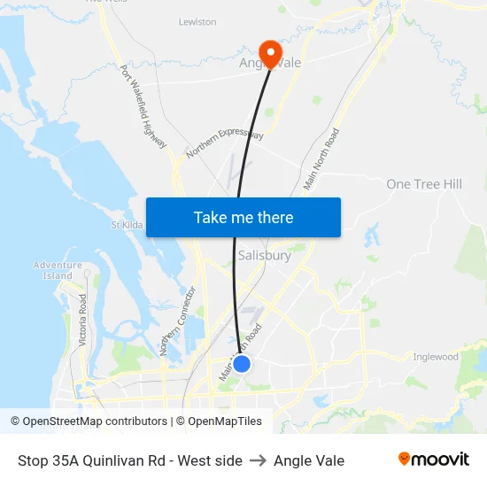 Stop 35A Quinlivan Rd - West side to Angle Vale map