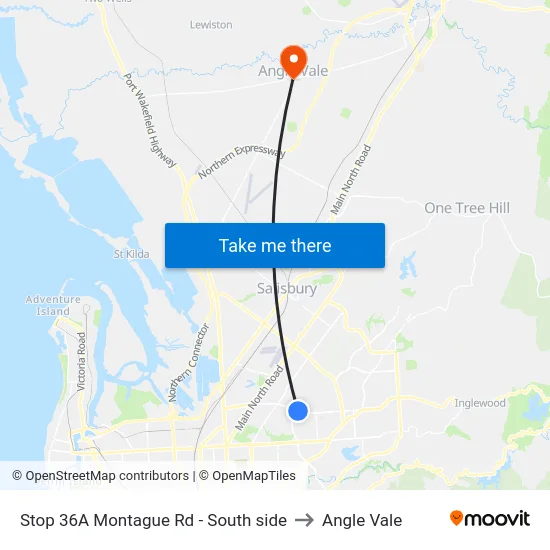 Stop 36A Montague Rd - South side to Angle Vale map
