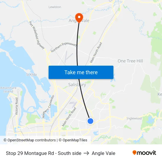 Stop 29 Montague Rd - South side to Angle Vale map