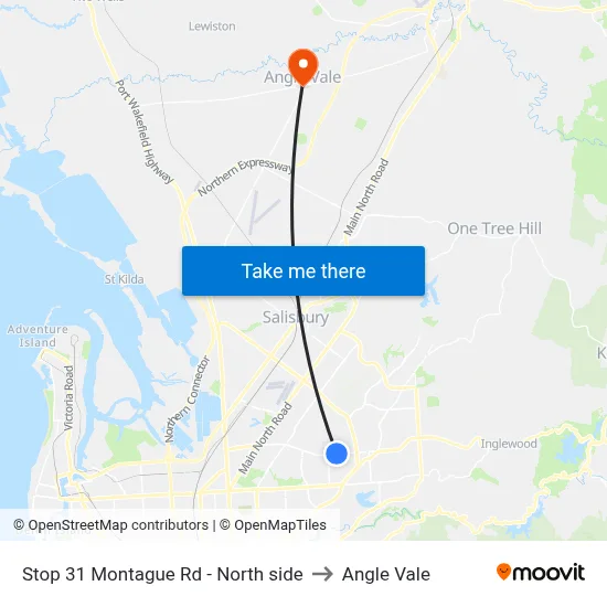 Stop 31 Montague Rd - North side to Angle Vale map