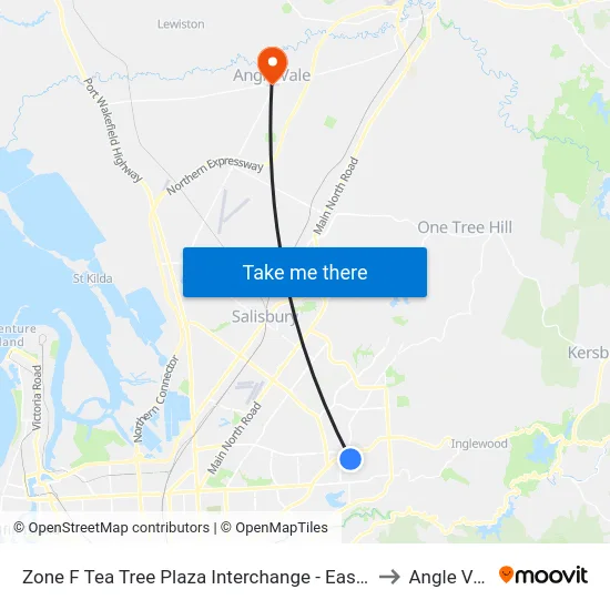 Zone F Tea Tree Plaza Interchange - East side to Angle Vale map