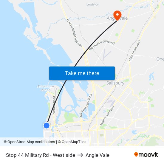 Stop 44 Military Rd - West side to Angle Vale map