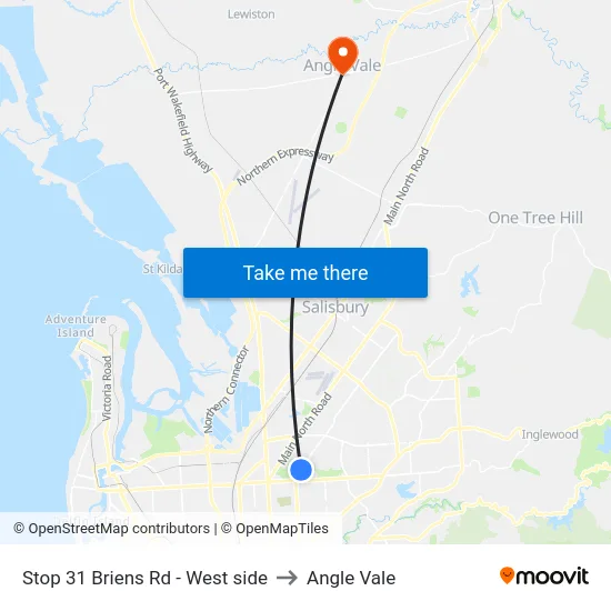 Stop 31 Briens Rd - West side to Angle Vale map