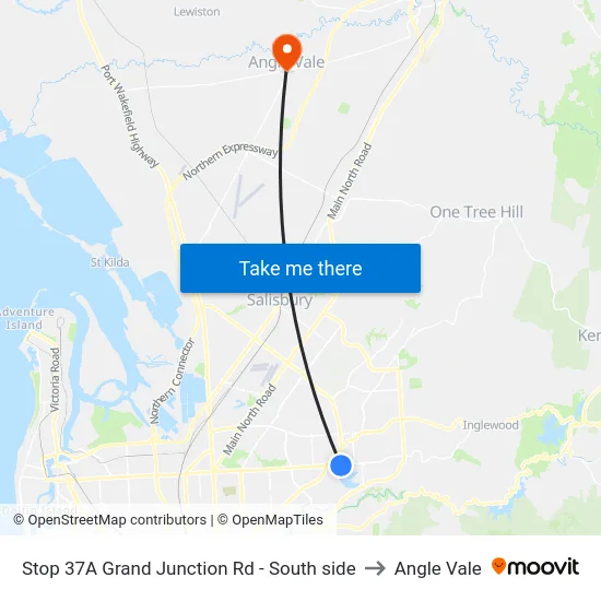 Stop 37A Grand Junction Rd - South side to Angle Vale map