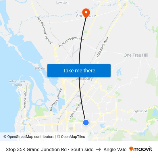 Stop 35K Grand Junction Rd - South side to Angle Vale map