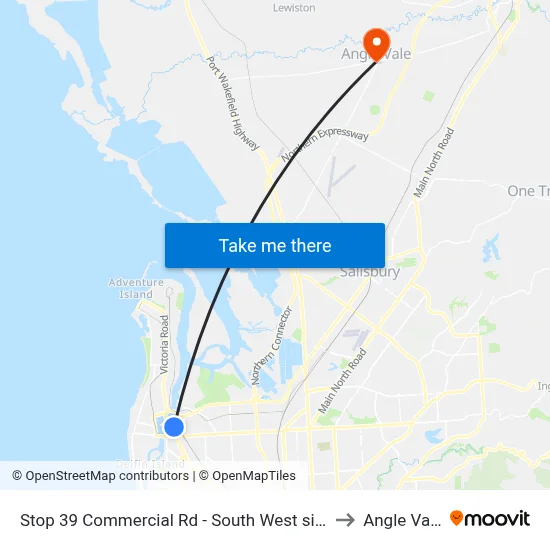 Stop 39 Commercial Rd - South West side to Angle Vale map