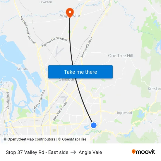 Stop 37 Valley Rd - East side to Angle Vale map