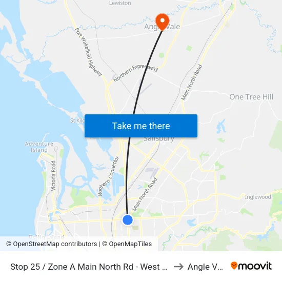 Stop 25 / Zone A Main North Rd - West side to Angle Vale map