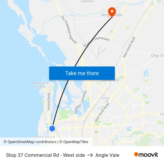 Stop 37 Commercial Rd - West side to Angle Vale map