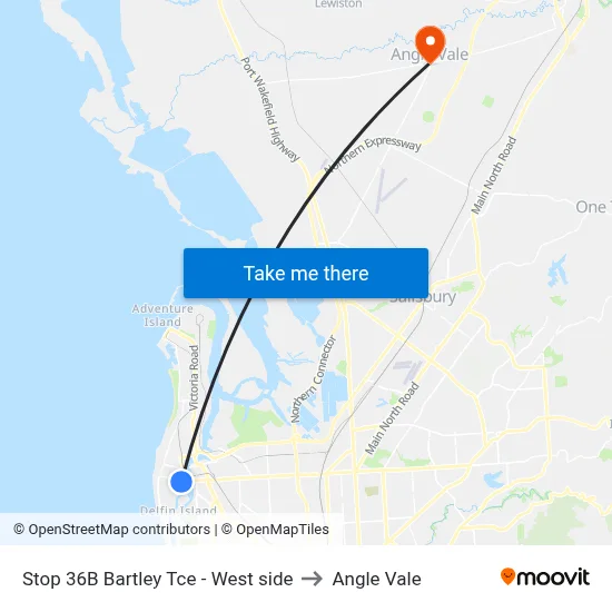 Stop 36B Bartley Tce - West side to Angle Vale map