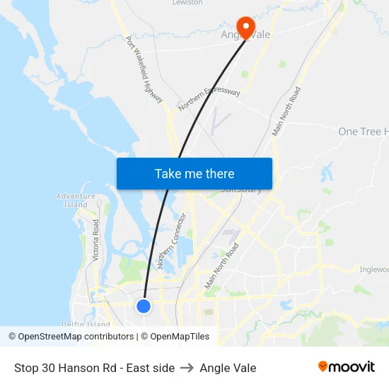 Stop 30 Hanson Rd - East side to Angle Vale map