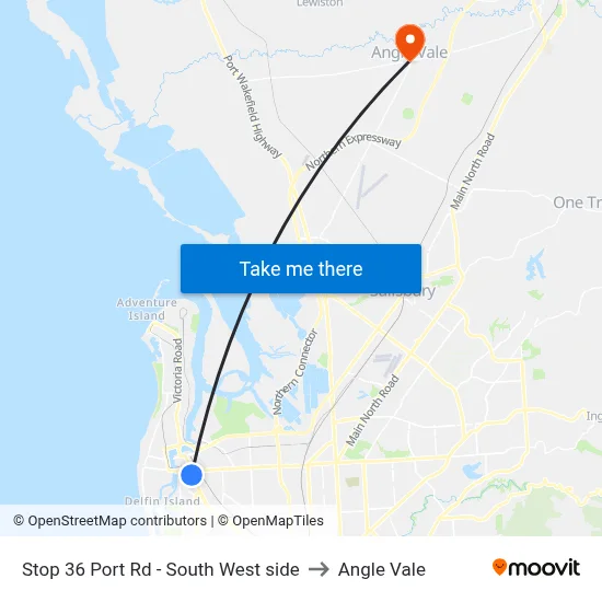 Stop 36 Port Rd - South West side to Angle Vale map