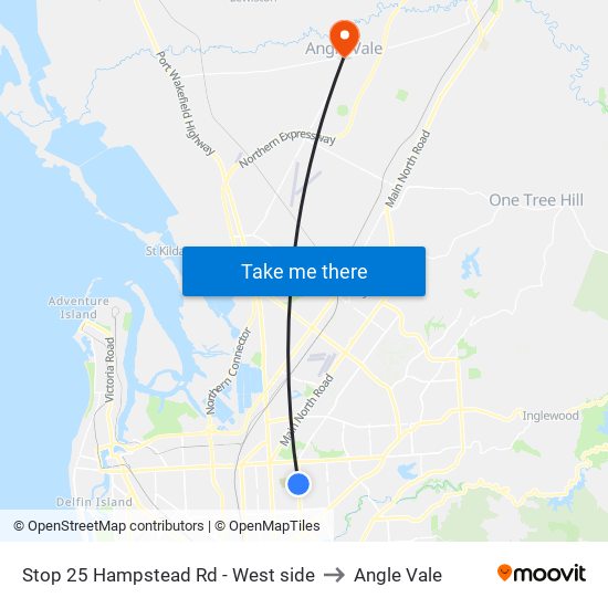 Stop 25 Hampstead Rd - West side to Angle Vale map