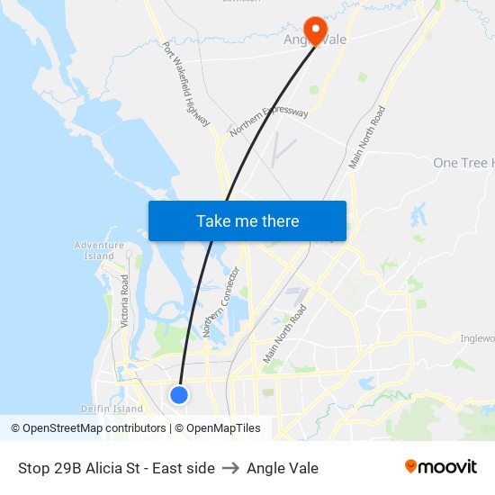 Stop 29B Alicia St - East side to Angle Vale map