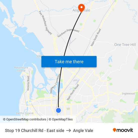 Stop 19 Churchill Rd - East side to Angle Vale map