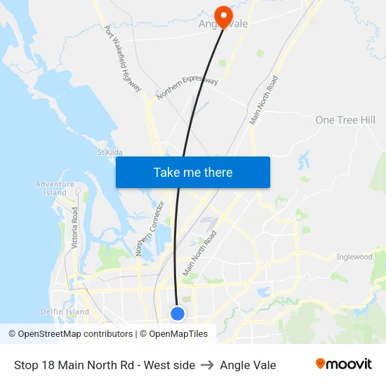 Stop 18 Main North Rd - West side to Angle Vale map