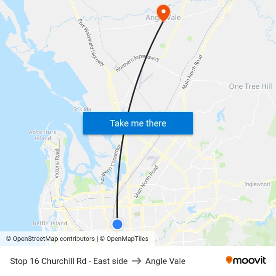 Stop 16 Churchill Rd - East side to Angle Vale map