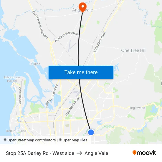 Stop 25A Darley Rd - West side to Angle Vale map