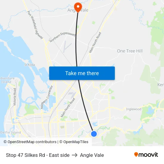 Stop 47 Silkes Rd - East side to Angle Vale map