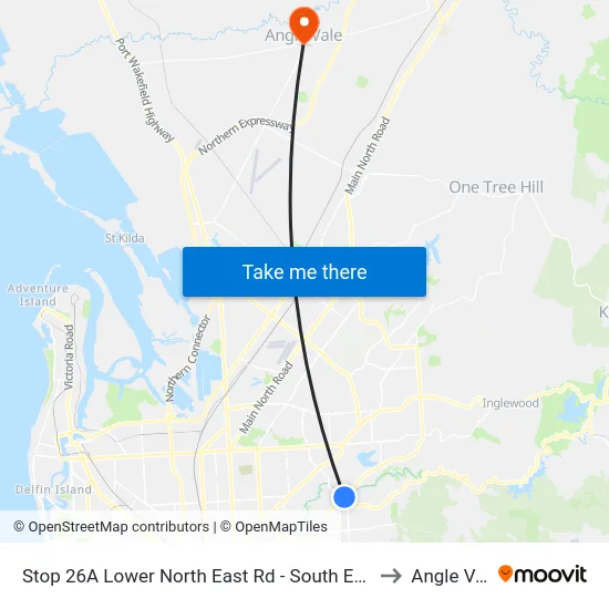 Stop 26A Lower North East Rd - South East side to Angle Vale map