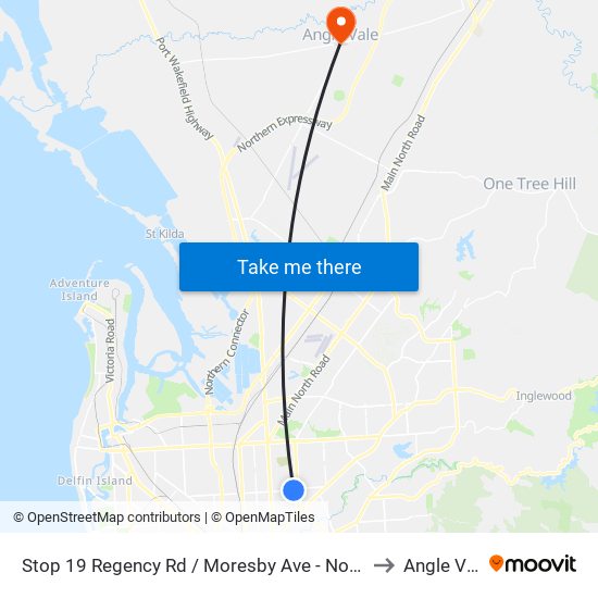 Stop 19 Regency Rd / Moresby Ave - North side to Angle Vale map