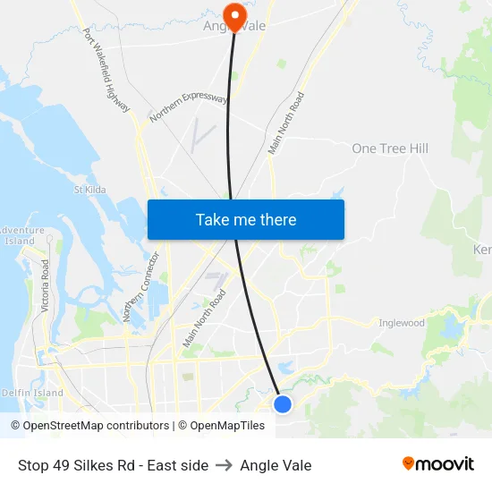 Stop 49 Silkes Rd - East side to Angle Vale map