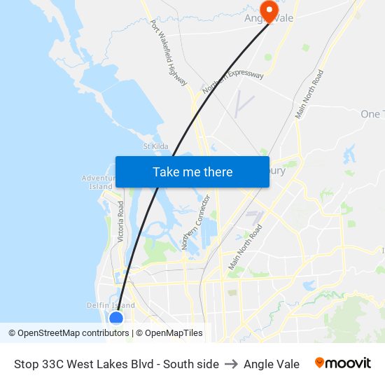 Stop 33C West Lakes Blvd - South side to Angle Vale map