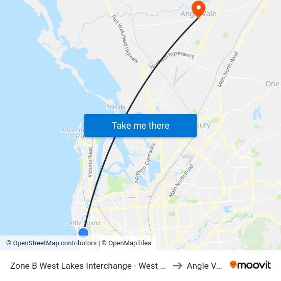 Zone B West Lakes Interchange - West side to Angle Vale map