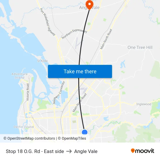 Stop 18 O.G. Rd - East side to Angle Vale map