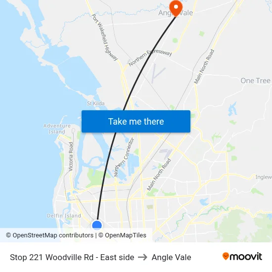 Stop 221 Woodville Rd - East side to Angle Vale map