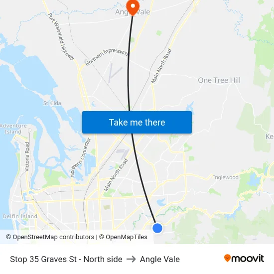 Stop 35 Graves St - North side to Angle Vale map