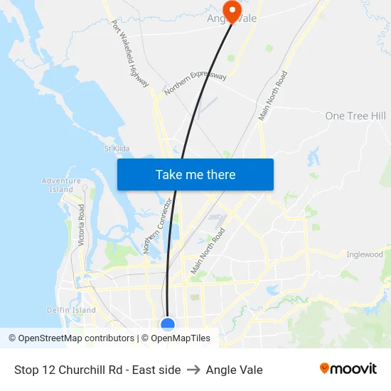 Stop 12 Churchill Rd - East side to Angle Vale map