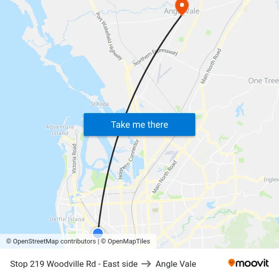 Stop 219 Woodville Rd - East side to Angle Vale map