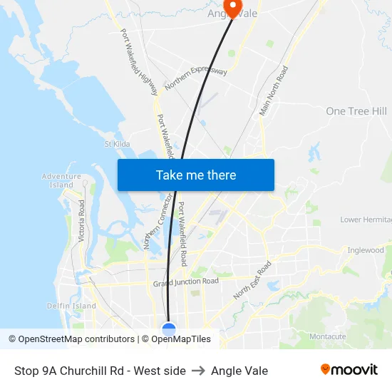 Stop 9A Churchill Rd - West side to Angle Vale map