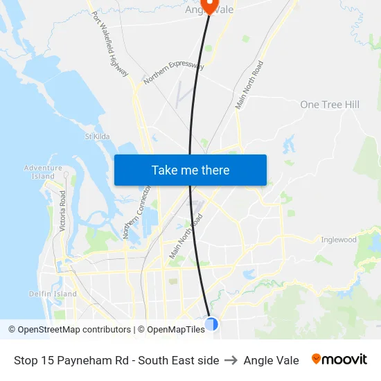 Stop 15 Payneham Rd - South East side to Angle Vale map