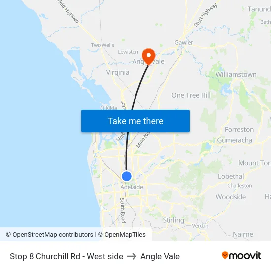 Stop 8 Churchill Rd - West side to Angle Vale map