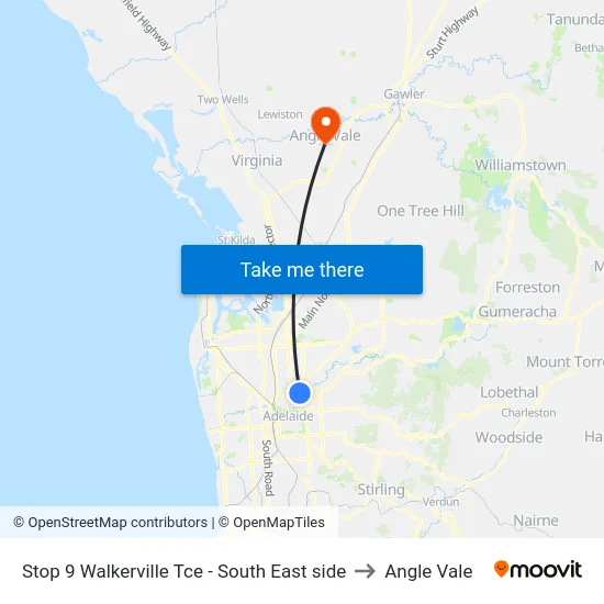 Stop 9 Walkerville Tce - South East side to Angle Vale map