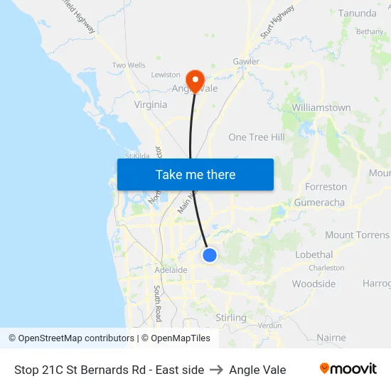 Stop 21C St Bernards Rd - East side to Angle Vale map